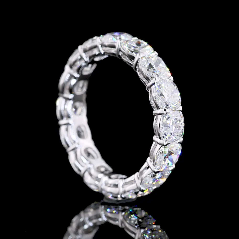 14K White Gold Eternity Band with Prong Set Square Cushion Brilliant Lab Diamonds - 5.01 Carat Total Diamond Weight - Covaloro Fine Jewelry - Image 3