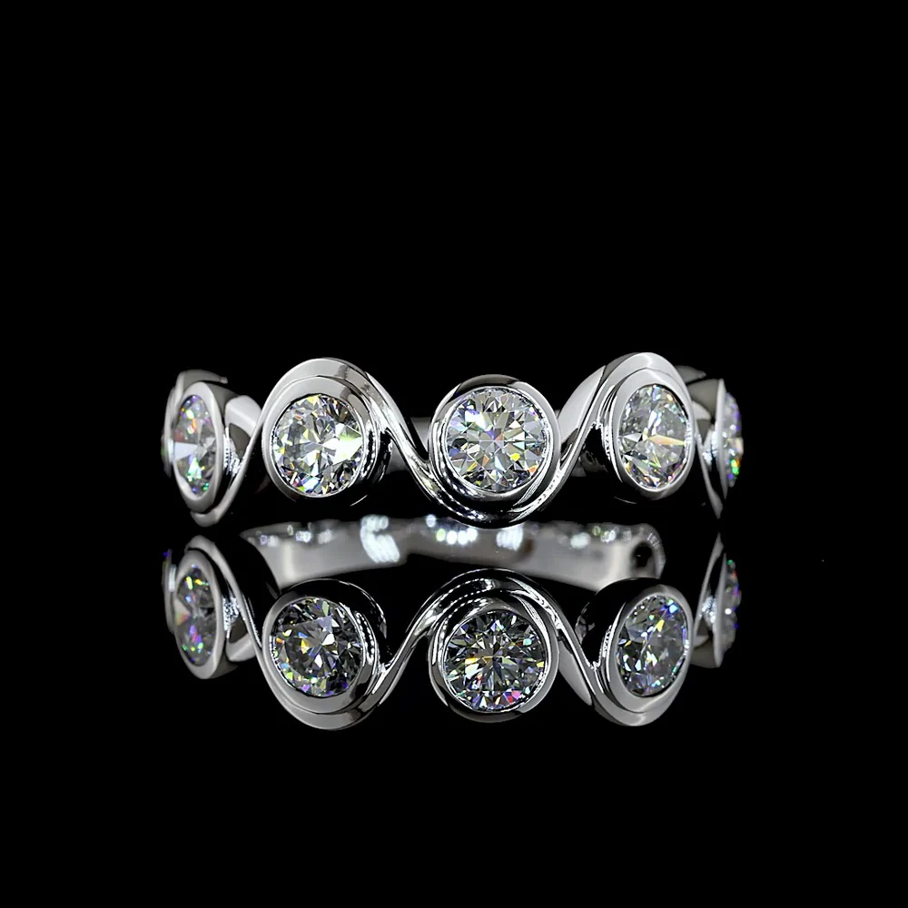 14K White Gold Eternity Band with Seven Bezel-Set Round Lab Diamonds - 1.57 Carat Total Weight - Covaloro Fine Jewelry