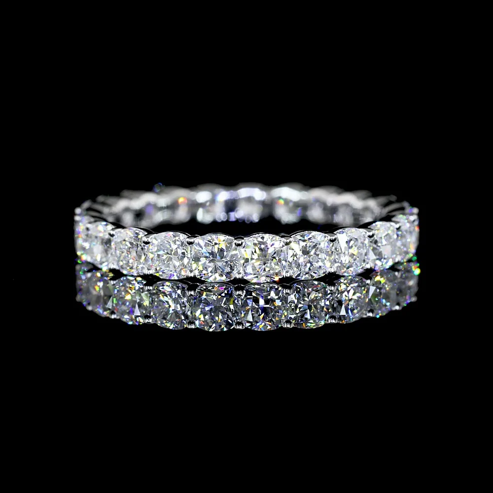 14K White Gold Eternity Band with Square Cushion Brilliant Cut Lab Diamonds - 2.32 Carat Total Diamond Weight - Covaloro Fine Jewelry
