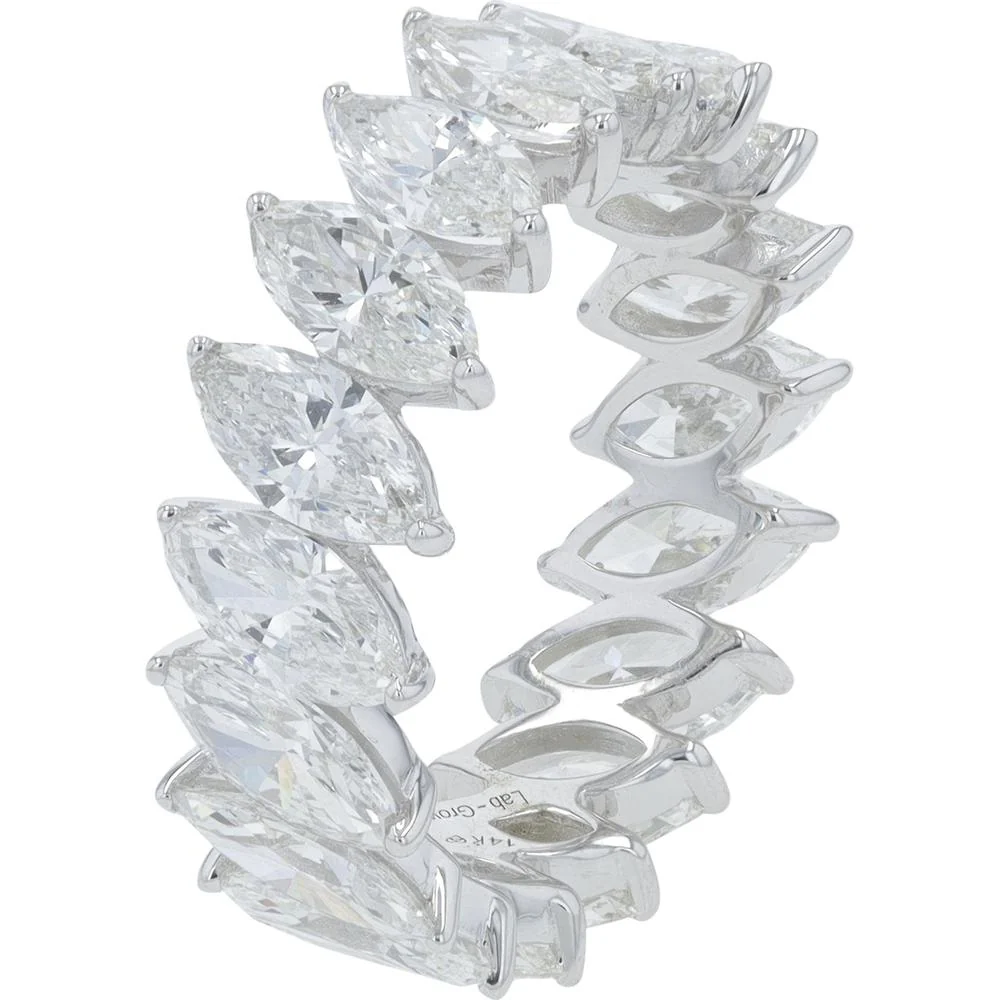 14K White Gold Eternity Band with U - Prong Set Marquise Lab Grown Diamonds - 5.75 Carat Total Diamond Weight
