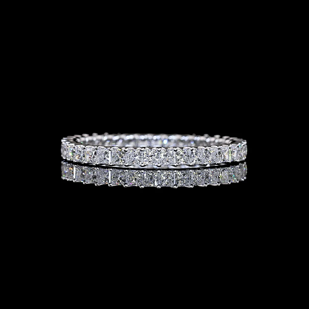 14K White Gold Eternity Band with U-Prong Set Princess Cut Lab Diamonds - 1.19 Carat Total Weight, E-F Color, VS1 Clarity - Covaloro Fine Jewelry