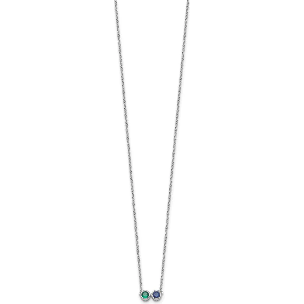14K White Gold Family Birthstone Necklace with Round Emerald and Sapphire - 1.00 Carat Total Gemstone Weight by Oro Pregiato - Image 2
