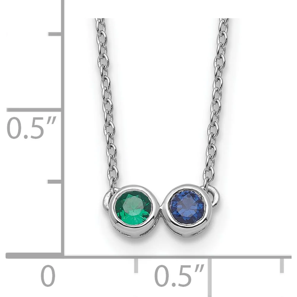 14K White Gold Family Birthstone Necklace with Round Emerald and Sapphire - 1.00 Carat Total Gemstone Weight by Oro Pregiato - Image 3
