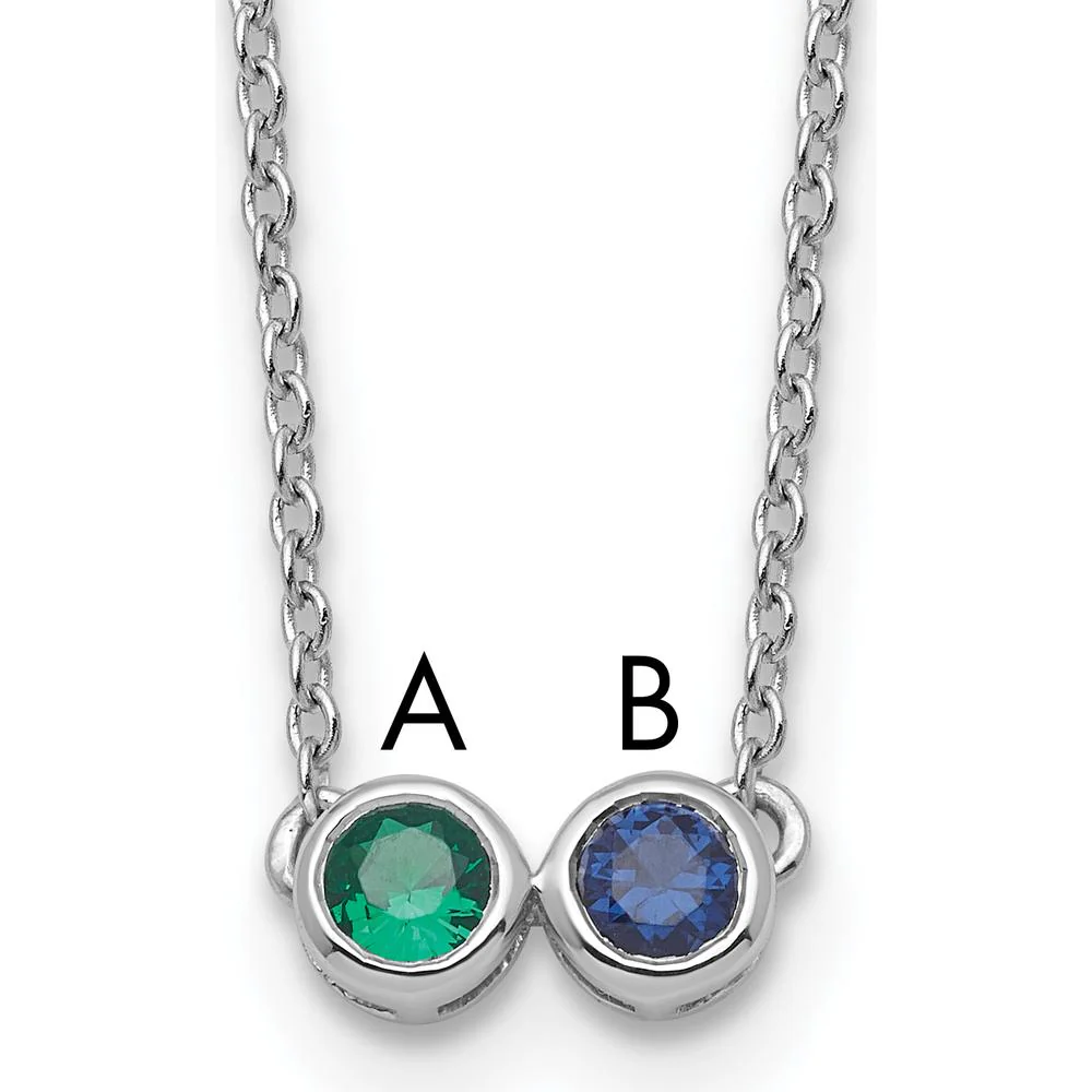 14K White Gold Family Birthstone Necklace with Round Emerald and Sapphire - 1.00 Carat Total Gemstone Weight by Oro Pregiato - Image 4