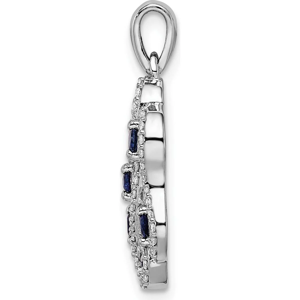 14K White Gold Fancy Twist Pendant with Round Sapphires and Diamonds - 1/4 Carat Total Diamond Weight by Monteluci Fine Jewelry - Image 2