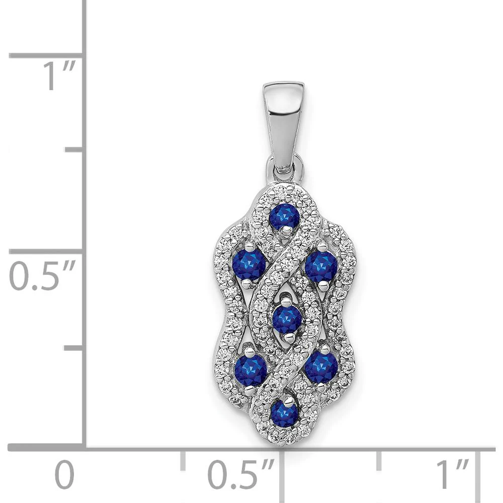 14K White Gold Fancy Twist Pendant with Round Sapphires and Diamonds - 1/4 Carat Total Diamond Weight by Monteluci Fine Jewelry - Image 3