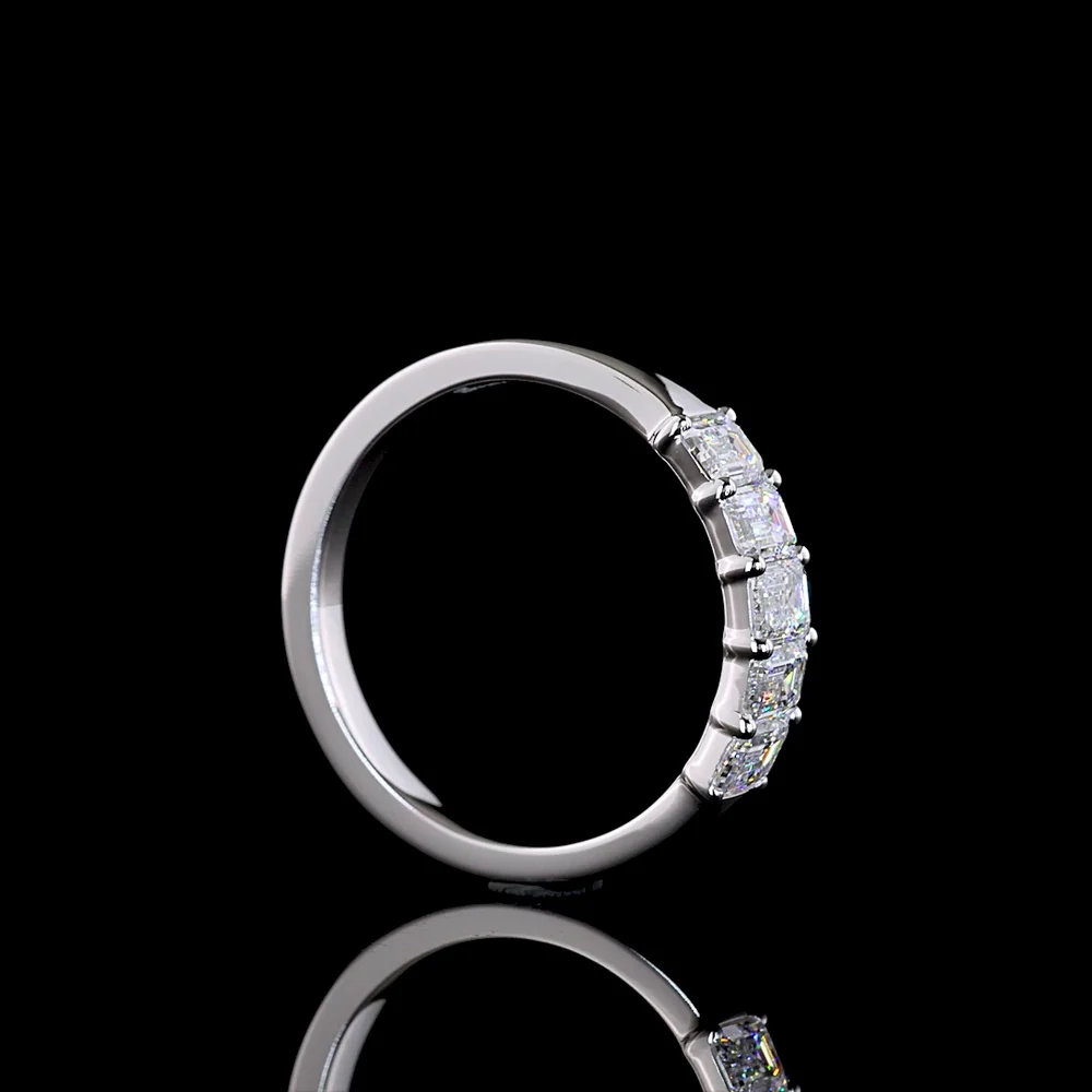 14K White Gold Five Stone Emerald Cut Diamond Band with E-F VS1 Lab Diamonds - 0.97 Total Carat Weight - Covaloro Fine Jewelry - Image 3
