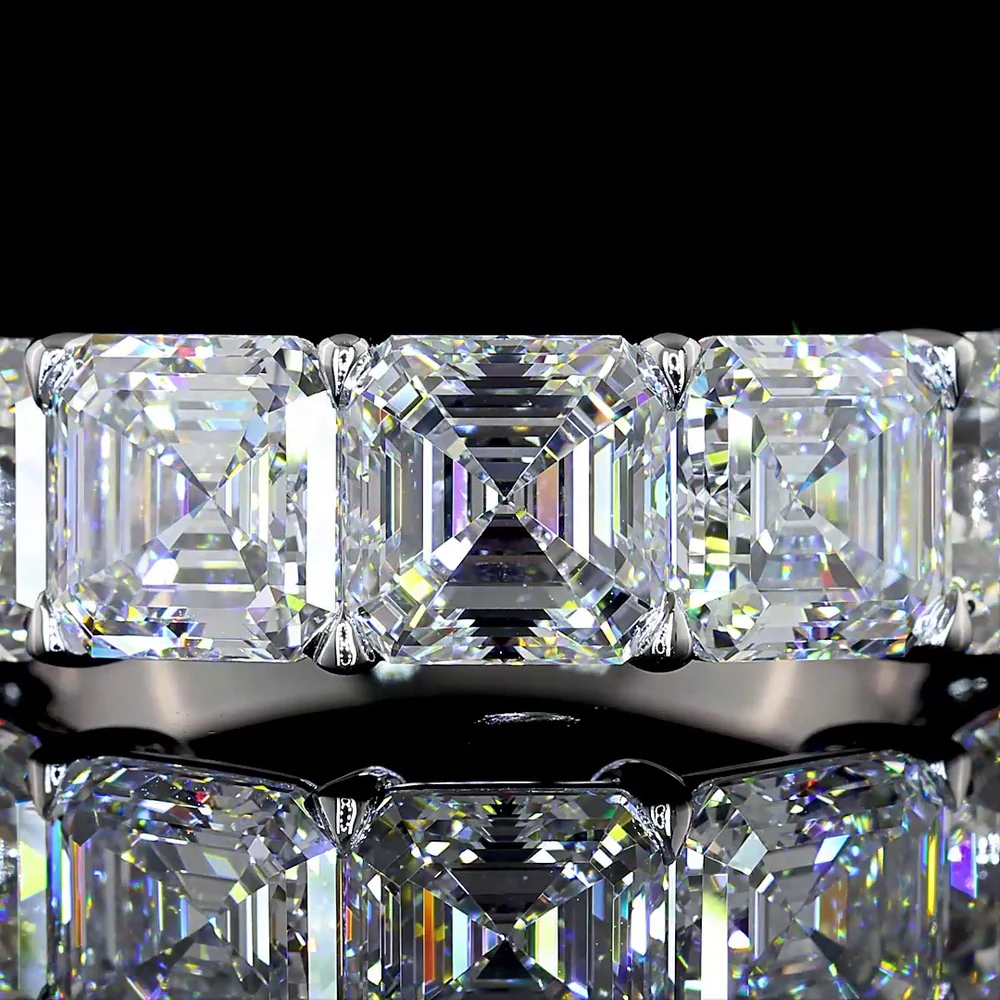 14K White Gold Five-Stone Eternity Band with Asscher Cut Lab Diamonds - 5.20 Carat Total Weight, E-F Color, VS1 Clarity - Covaloro Fine Jewelry - Image 2