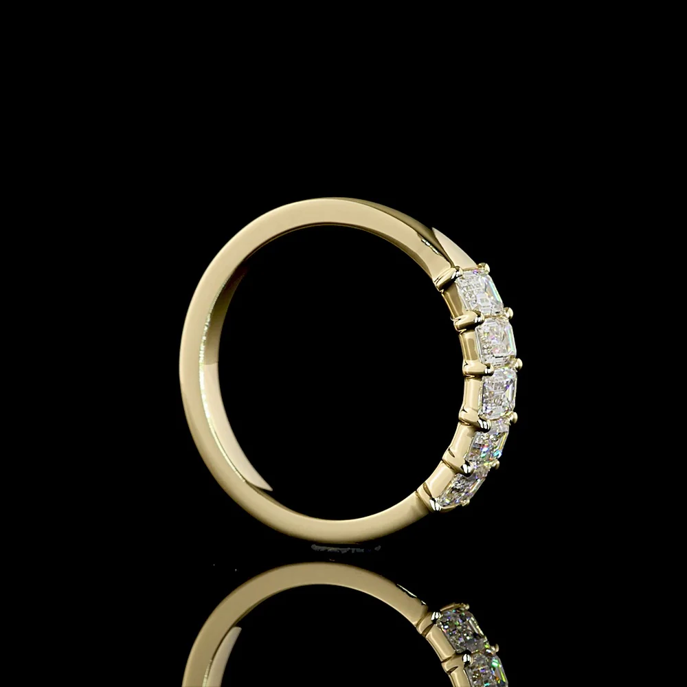 14K White Gold Five Stone Eternity Band with Emerald Cut Lab Grown Diamonds - 1.03 Carat Total Weight (E-F Color, VS1 Clarity) - Covaloro Fine Jewelry - Image 3