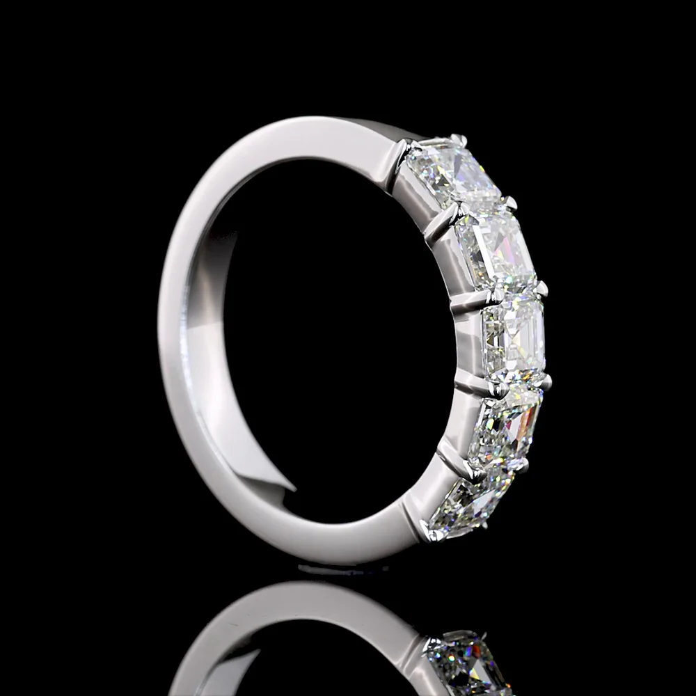 14K White Gold Five Stone Eternity Band with Prong Set Asscher Cut Lab Diamonds - 2.06 Carat Total Diamond Weight, E-F Color, VS Clarity - Covaloro Fine Jewelry - Image 3