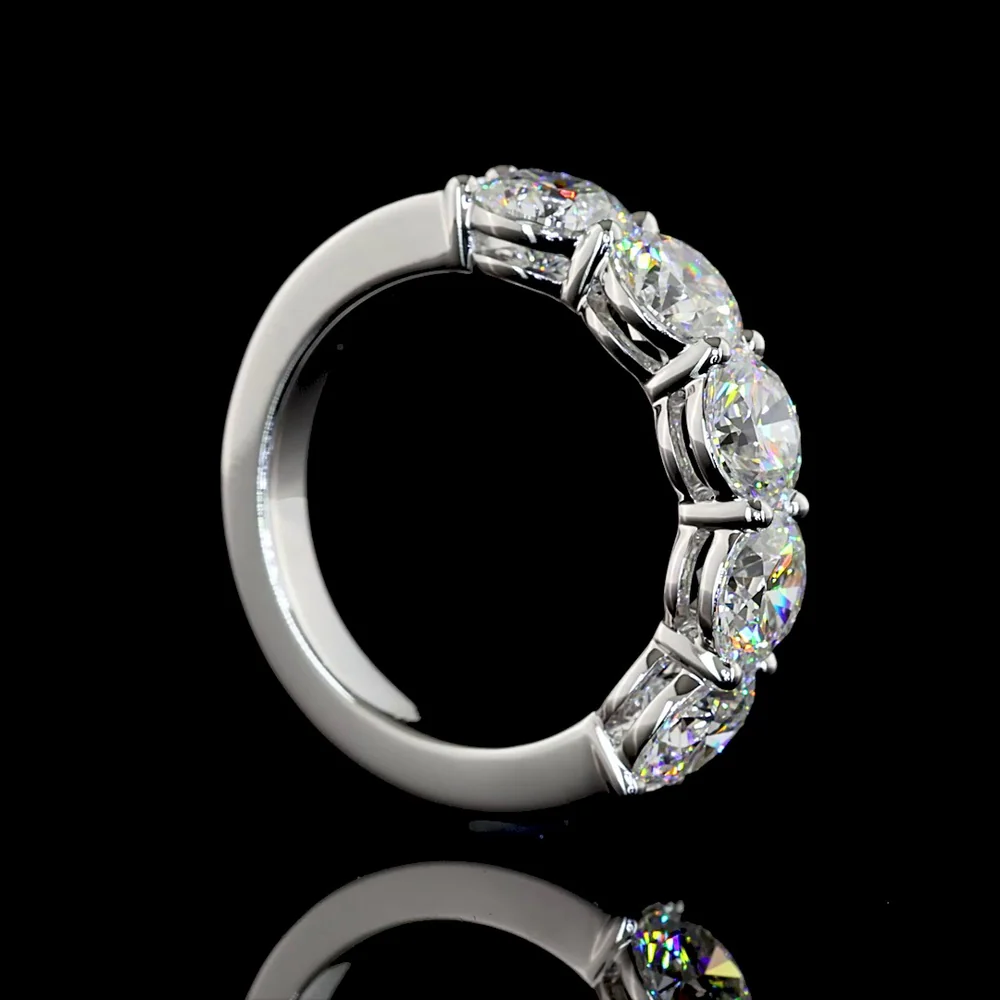 14K White Gold Five Stone Eternity Band with Round Brilliant Cut Lab Diamonds - 2.95 Carat Total Weight - Covaloro Fine Jewelry - Image 3