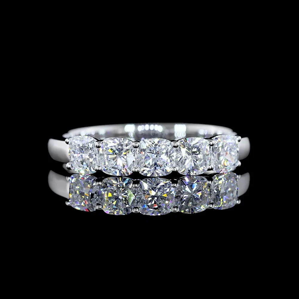 14K White Gold Five-Stone Eternity Band with Square Cushion Brilliant Cut Lab Diamonds - 1.02 Carat Total Weight - Covaloro Fine Jewelry