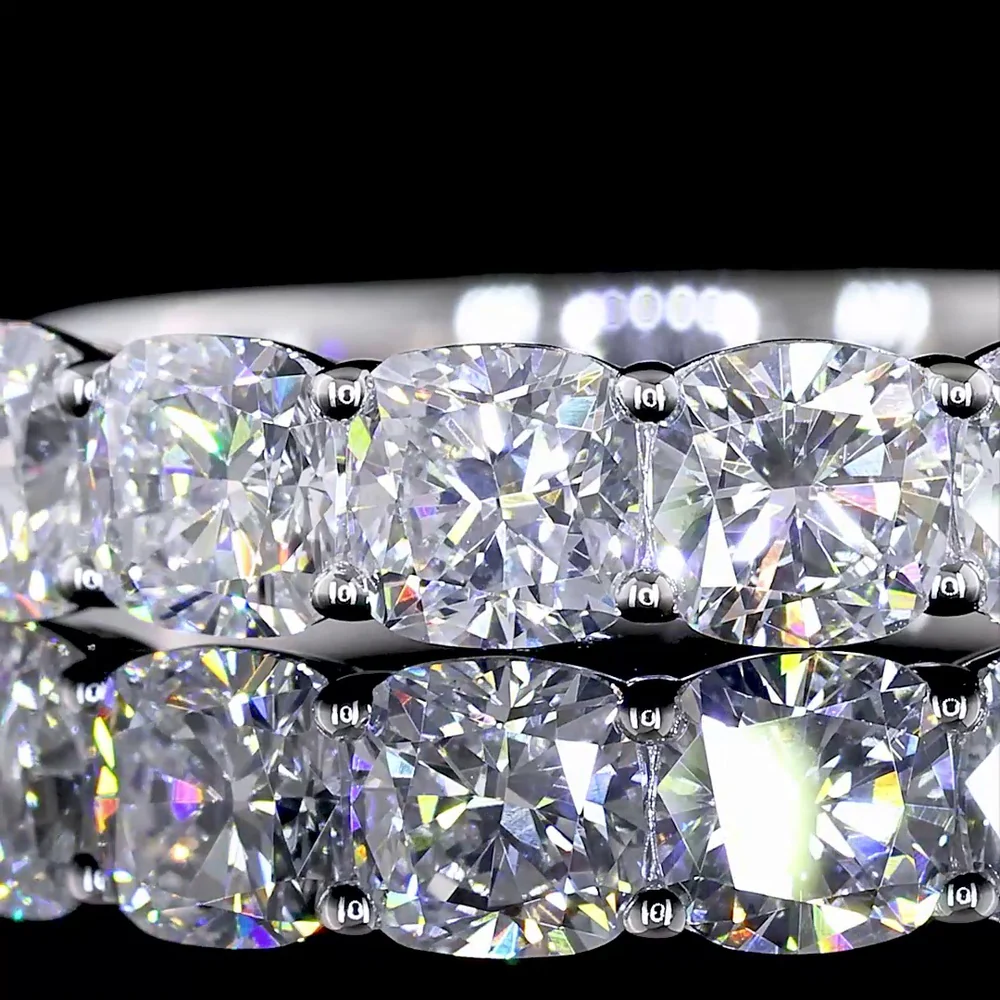 14K White Gold Five-Stone Eternity Band with Square Cushion Brilliant Cut Lab Diamonds - 1.02 Carat Total Weight - Covaloro Fine Jewelry - Image 2