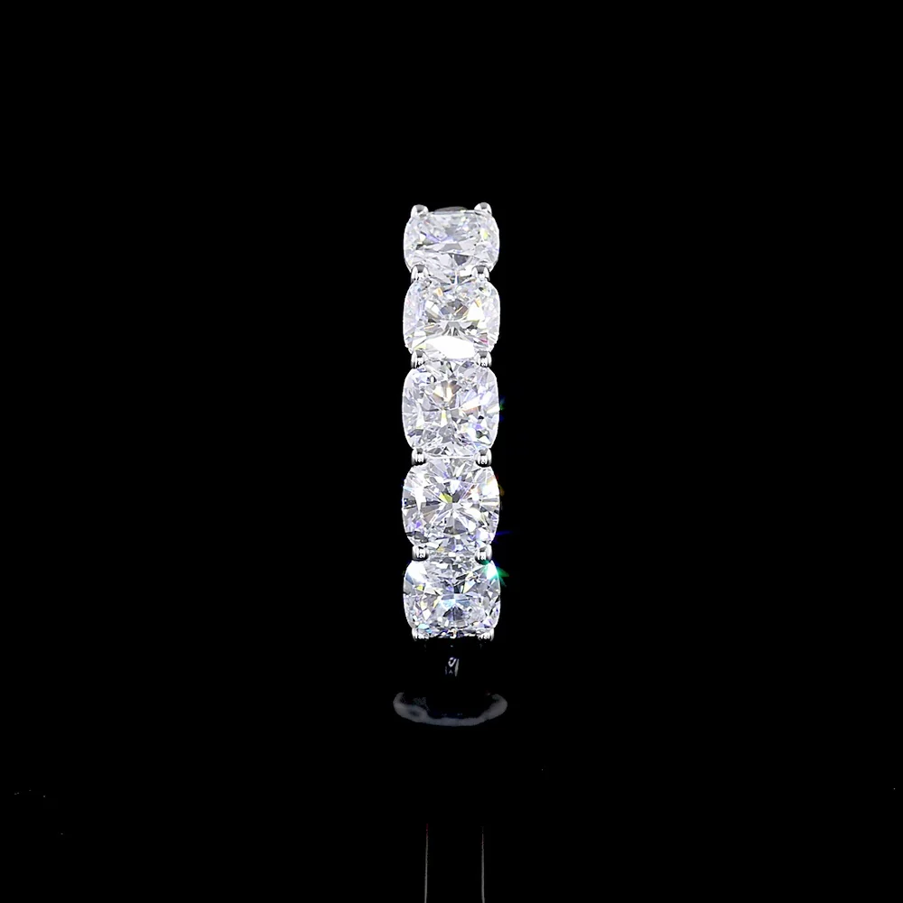 14K White Gold Five-Stone Eternity Band with Square Cushion Brilliant Cut Lab Diamonds - 1.02 Carat Total Weight - Covaloro Fine Jewelry - Image 3