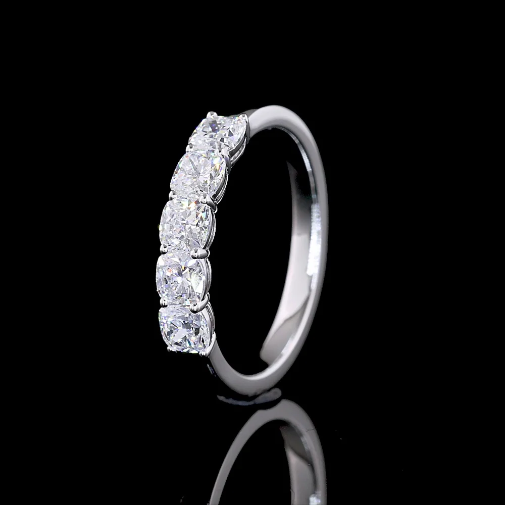 14K White Gold Five-Stone Eternity Band with Square Cushion Brilliant Cut Lab Diamonds - 1.02 Carat Total Weight - Covaloro Fine Jewelry - Image 4