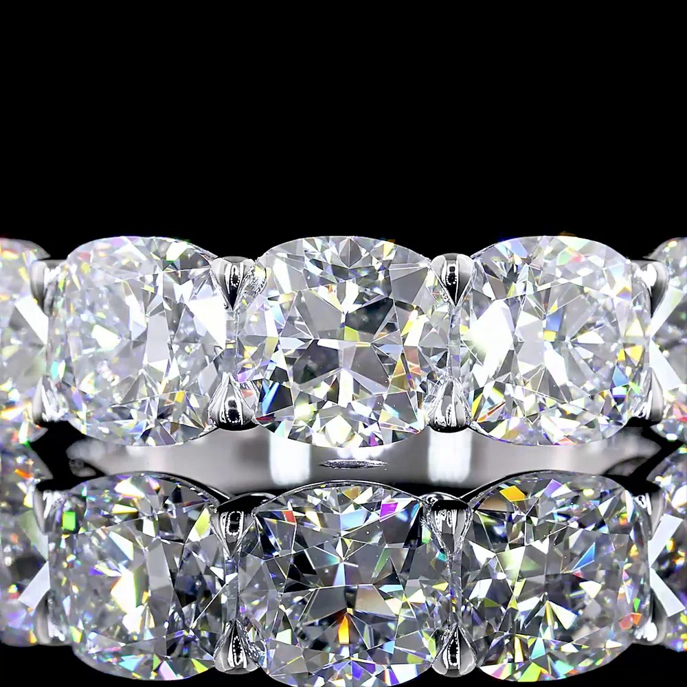 14K White Gold Five Stone Eternity Band with Square Cushion Brilliant Cut Lab Diamonds - 4.25 Carat Total Weight - Covaloro Fine Jewelry - Image 2