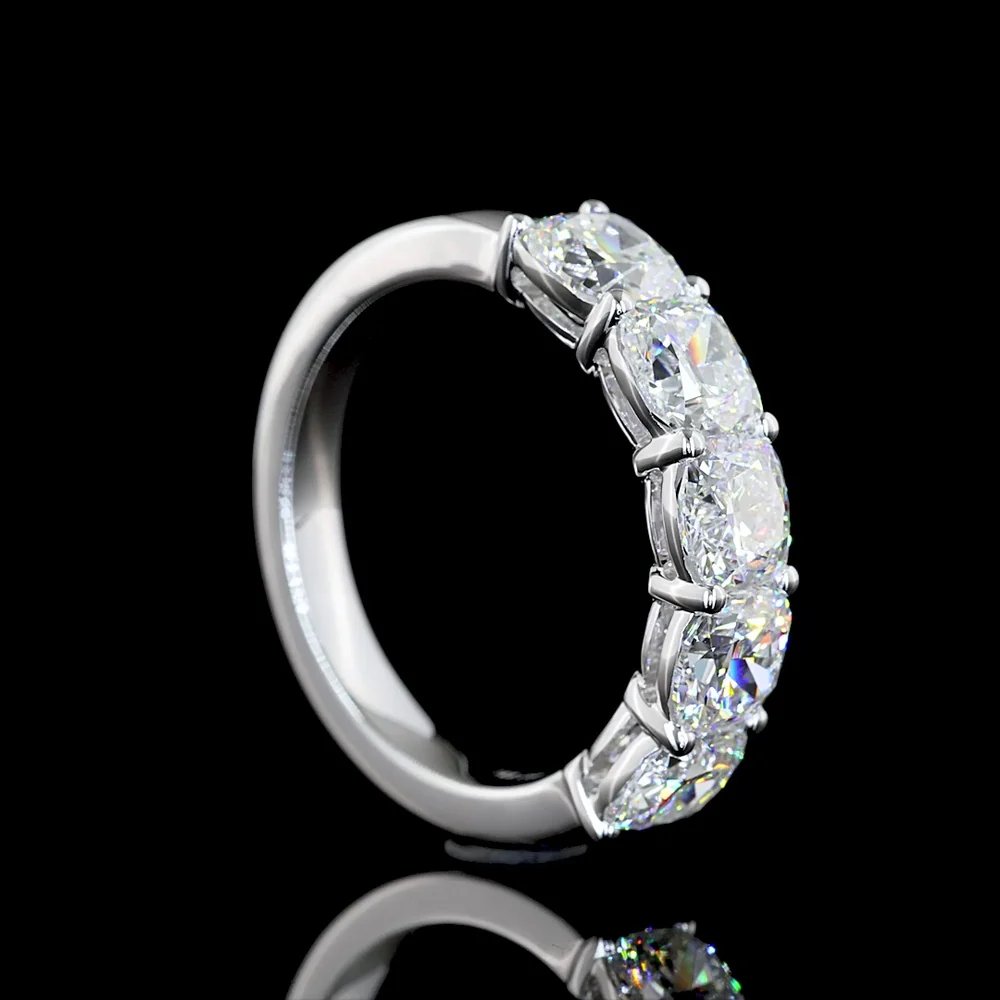 14K White Gold Five Stone Eternity Band with Square Cushion Brilliant Lab Diamonds - 3.00 Carat Total Diamond Weight - Covaloro Fine Jewelry - Image 3