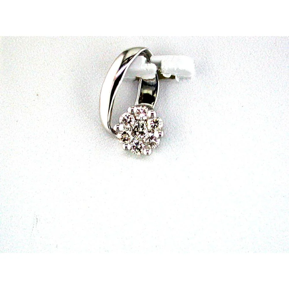 14K White Gold Floral Cluster Pendant with Round Brilliant Cut Diamonds - 0.25 Carat Total Diamond Weight - Royal Jewelry