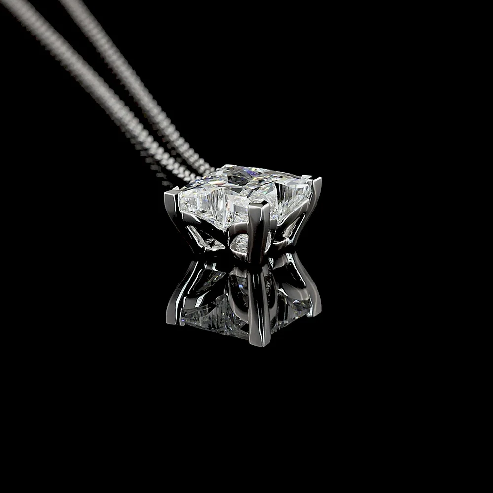 14K White Gold Flower-Shaped Solitaire Pendant with 2.13 Carat Lab-Grown Diamond - E-F Color VVS2 Clarity - Covaloro Fine Jewelry - Image 3