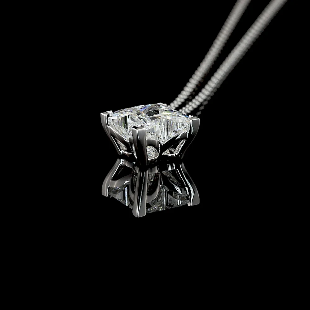 14K White Gold Flower-Shaped Solitaire Pendant with 2.13 Carat Lab-Grown Diamond - E-F Color VVS2 Clarity - Covaloro Fine Jewelry - Image 4