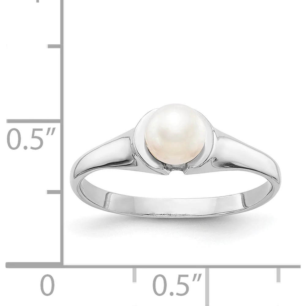 14K White Gold Freshwater Cultured Pearl Ring - 5mm Pearl - Size 6 by Monteluci Fine Jewelry - Image 5