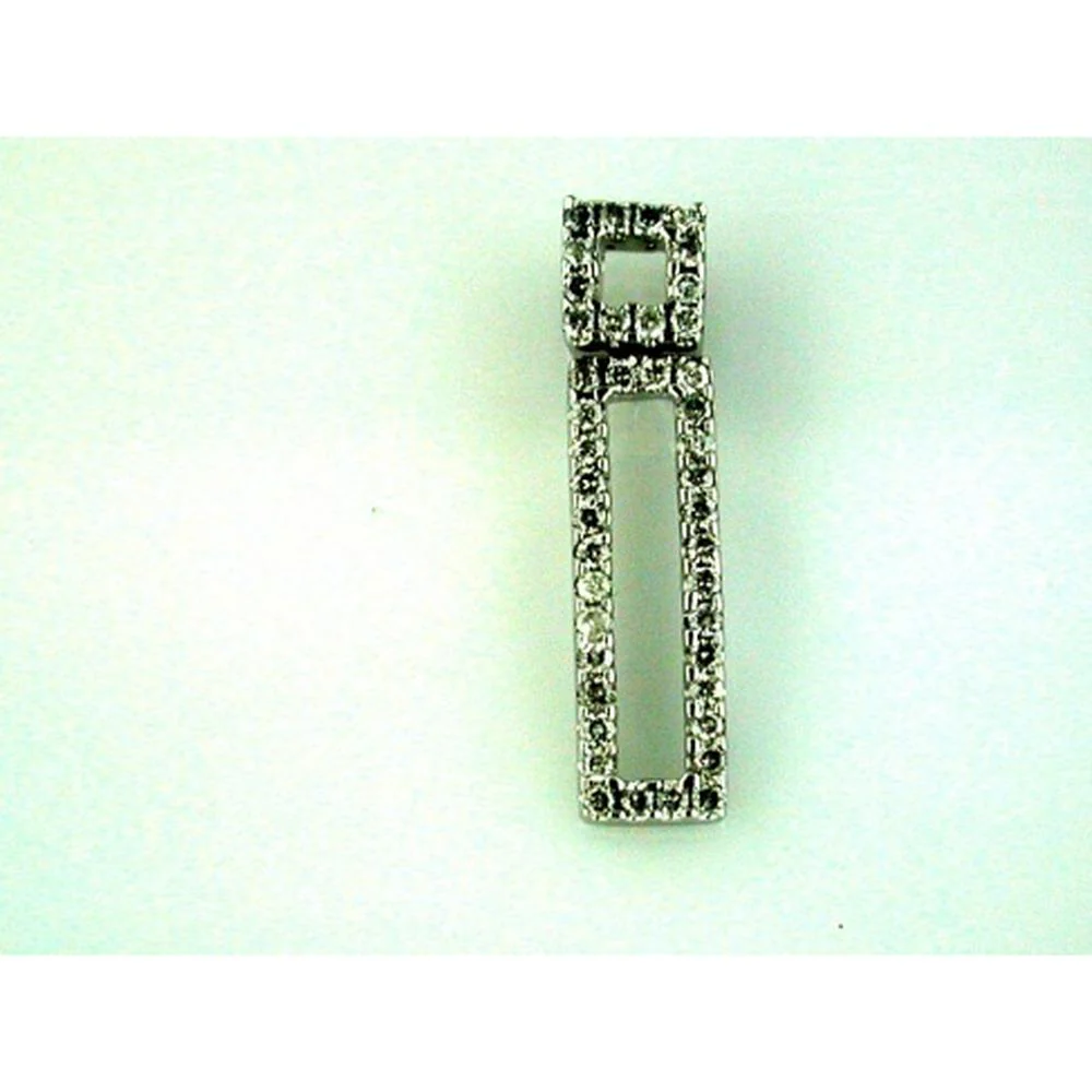 14K White Gold Geometric Open-Frame Pendant with Round Diamond Border - 0.25 Carat Total Diamond Weight - Royal Jewelry