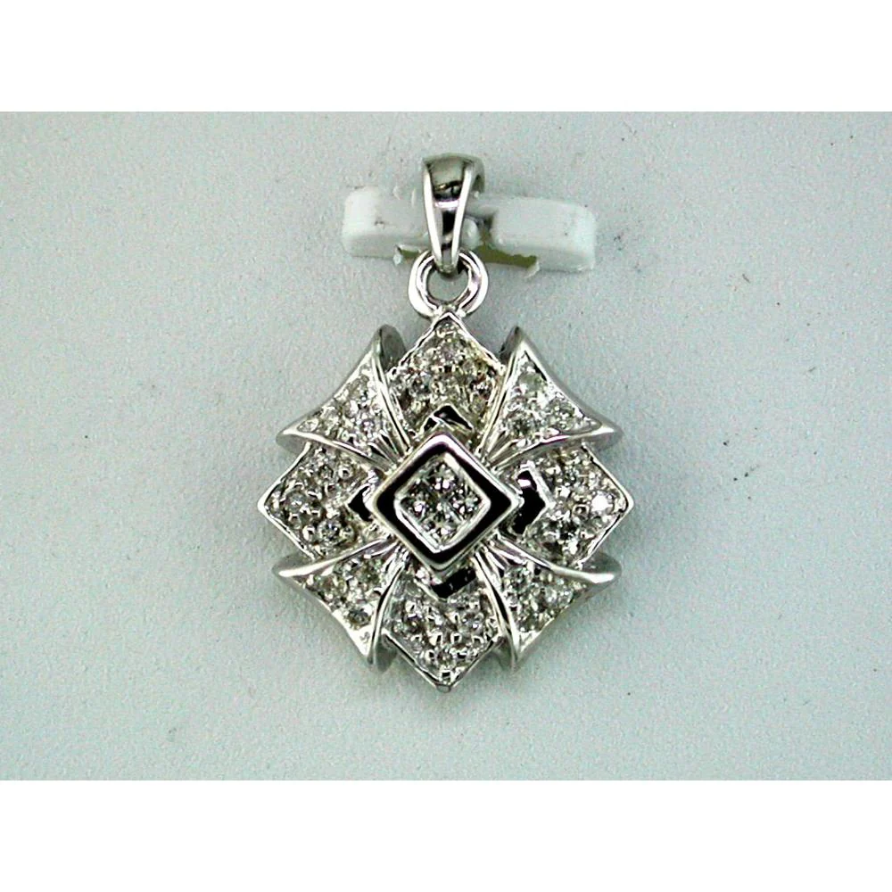 14K White Gold Geometric Starburst Pendant with Round Brilliant-Cut Diamonds – 0.15 Carat Total Diamond Weight - Royal Jewelry