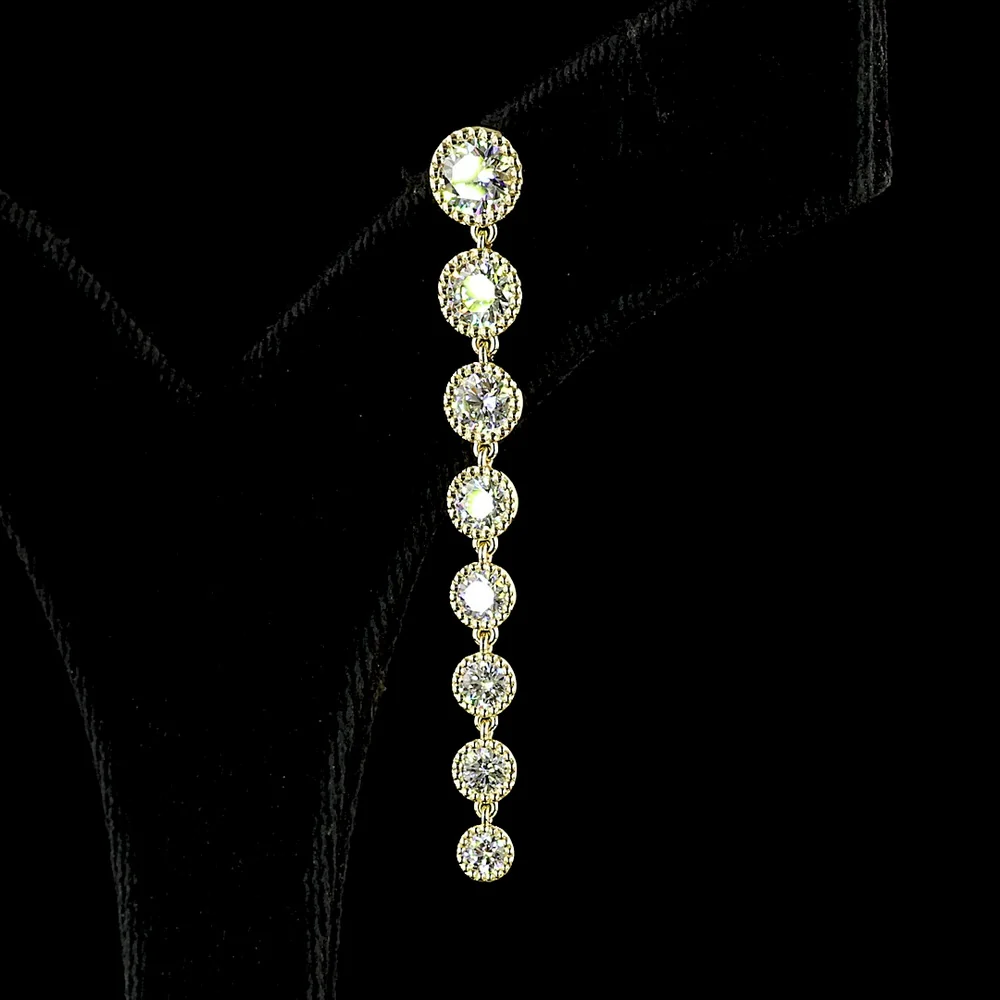 14K White Gold Graduated Drop Earrings with Bezel Set Round Lab Diamonds - 3.55 Carats Total Diamond Weight - Covaloro Fine Jewelry - Image 4