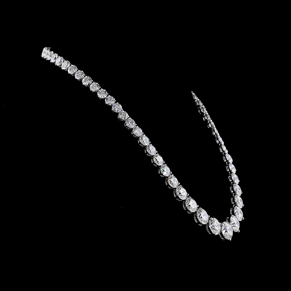 14K White Gold Graduated Riviera Necklace with 64 Brilliant Round Lab Diamonds - 68.51 Carat Total Weight - Covaloro Fine Jewelry - Image 2