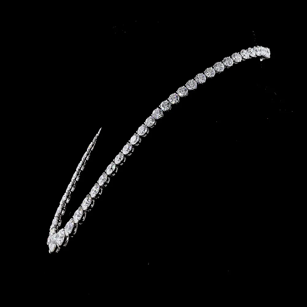 14K White Gold Graduated Riviera Necklace with 64 Brilliant Round Lab Diamonds - 68.51 Carat Total Weight - Covaloro Fine Jewelry - Image 3