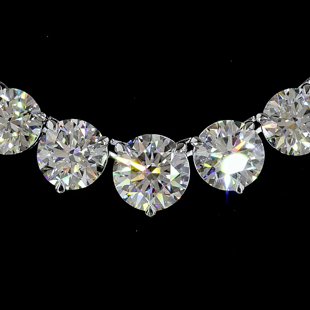14K White Gold Graduated Riviera Necklace with 79 Round Cut Lab Diamonds - 50.07 Carat Total Weight, E-F VS1 Clarity - Covaloro Fine Jewelry - Image 2