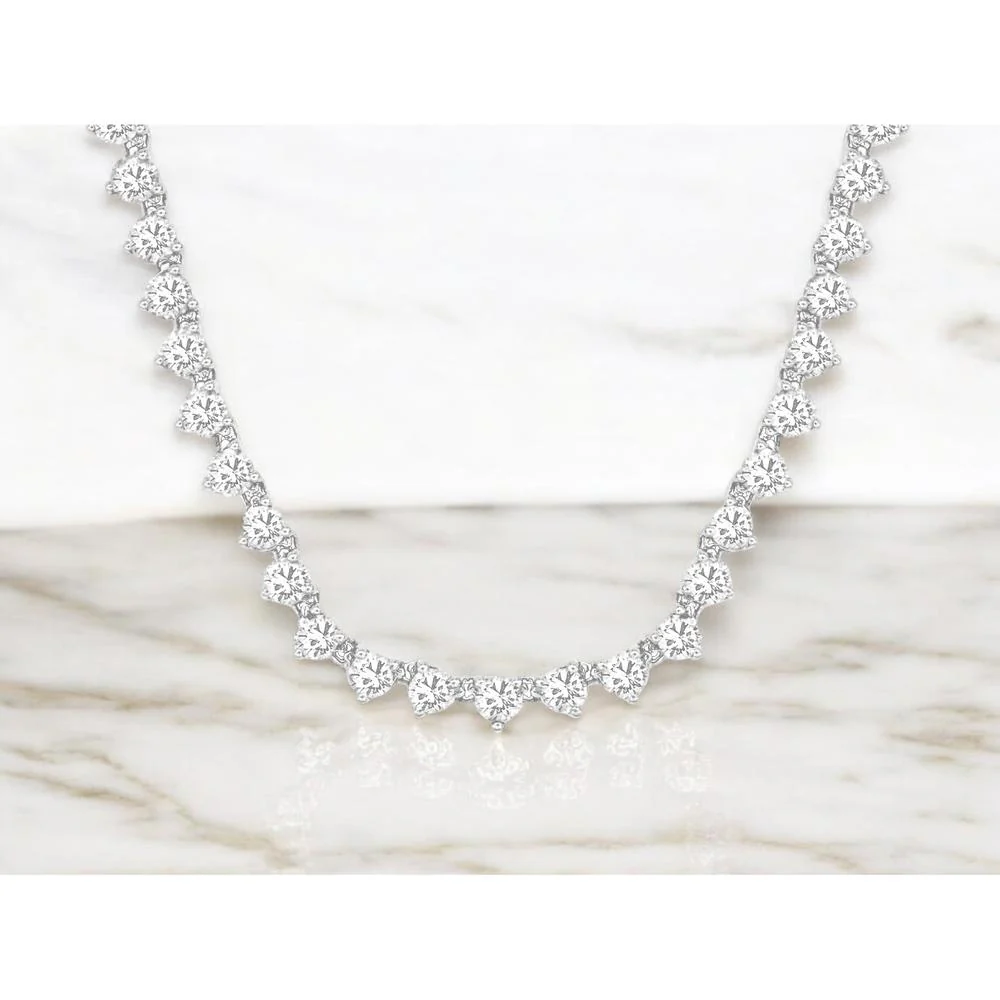 14K White Gold Graduating Diamond Necklace - 10.80 Carats Total Diamond Weight - Royal Jewelry - Image 2