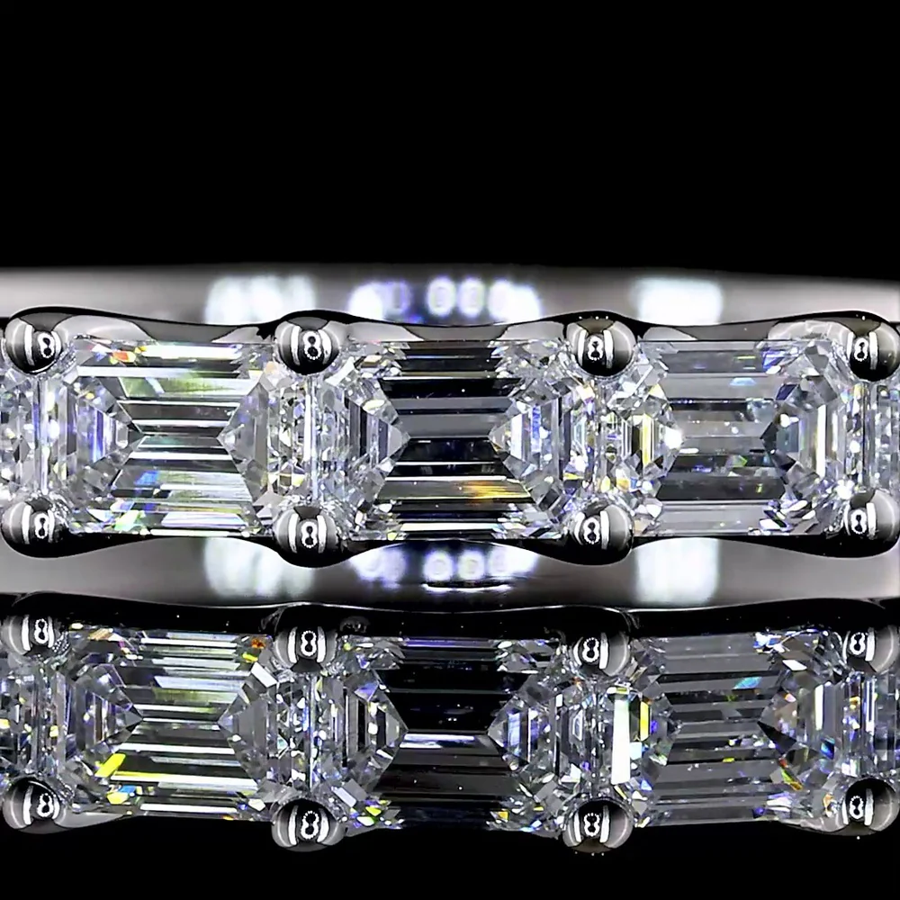 14K White Gold Half Eternity Band with 11 East-West Set Emerald Cut Lab Diamonds - 1.16 Carat Total Weight - Covaloro Fine Jewelry - Image 2