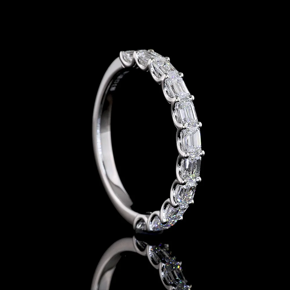 14K White Gold Half Eternity Band with 11 East-West Set Emerald Cut Lab Diamonds - 1.16 Carat Total Weight - Covaloro Fine Jewelry - Image 3