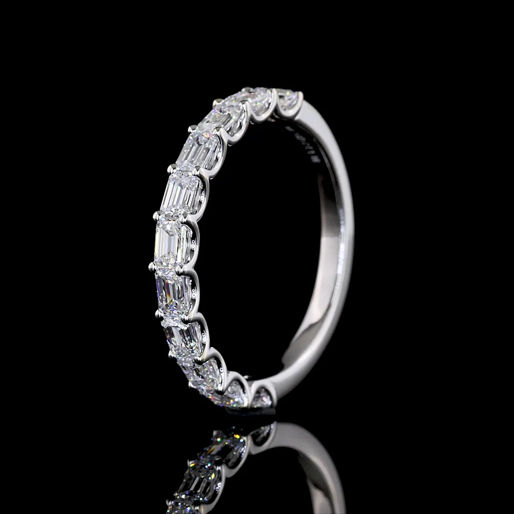 14K White Gold Half Eternity Band with 11 East-West Set Emerald Cut Lab Diamonds - 1.16 Carat Total Weight - Covaloro Fine Jewelry - Image 4