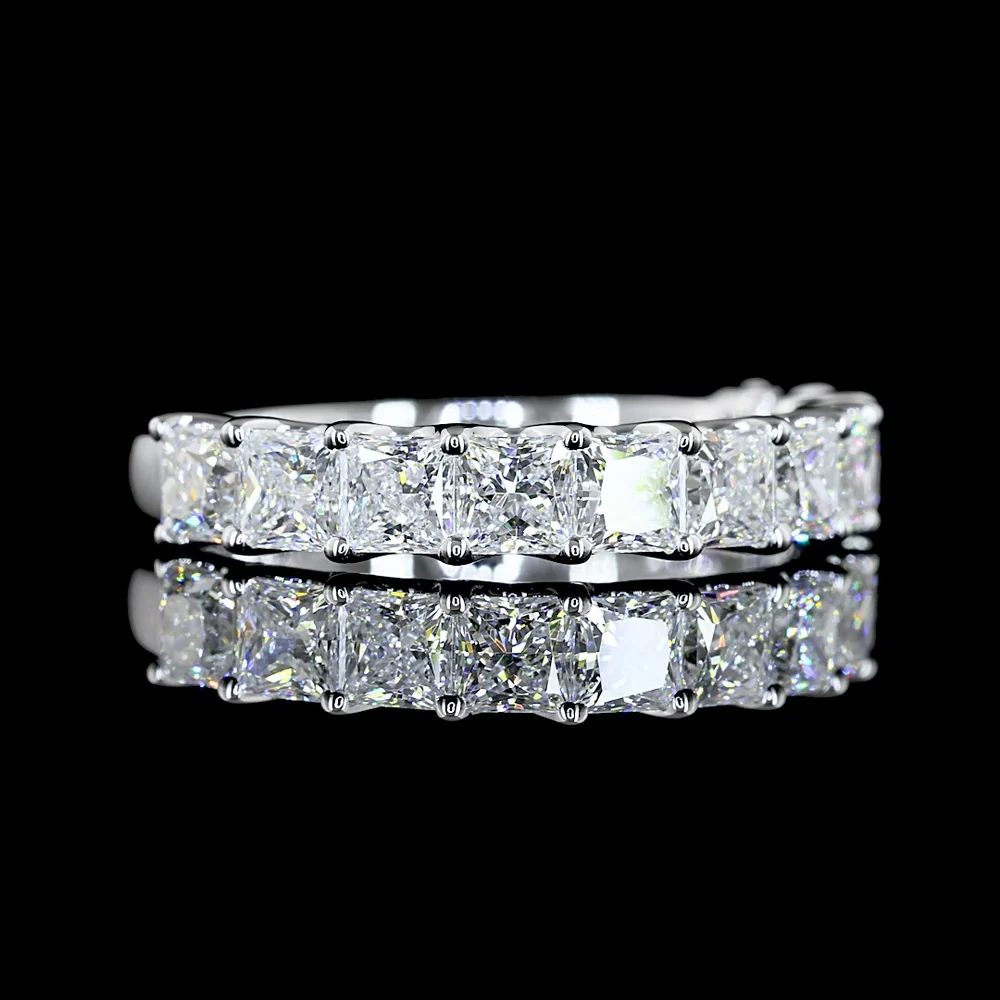 14K White Gold Half Eternity Band with 11 Prong Set Princess Cut Lab Diamonds - 1.98 Carat Total Diamond Weight - Covaloro Fine Jewelry