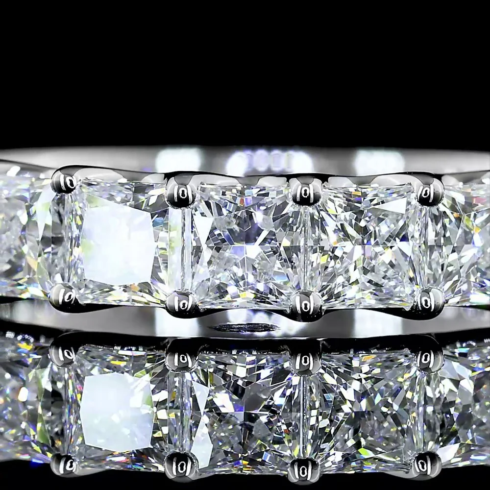 14K White Gold Half Eternity Band with 11 Prong Set Princess Cut Lab Diamonds - 1.98 Carat Total Diamond Weight - Covaloro Fine Jewelry - Image 2