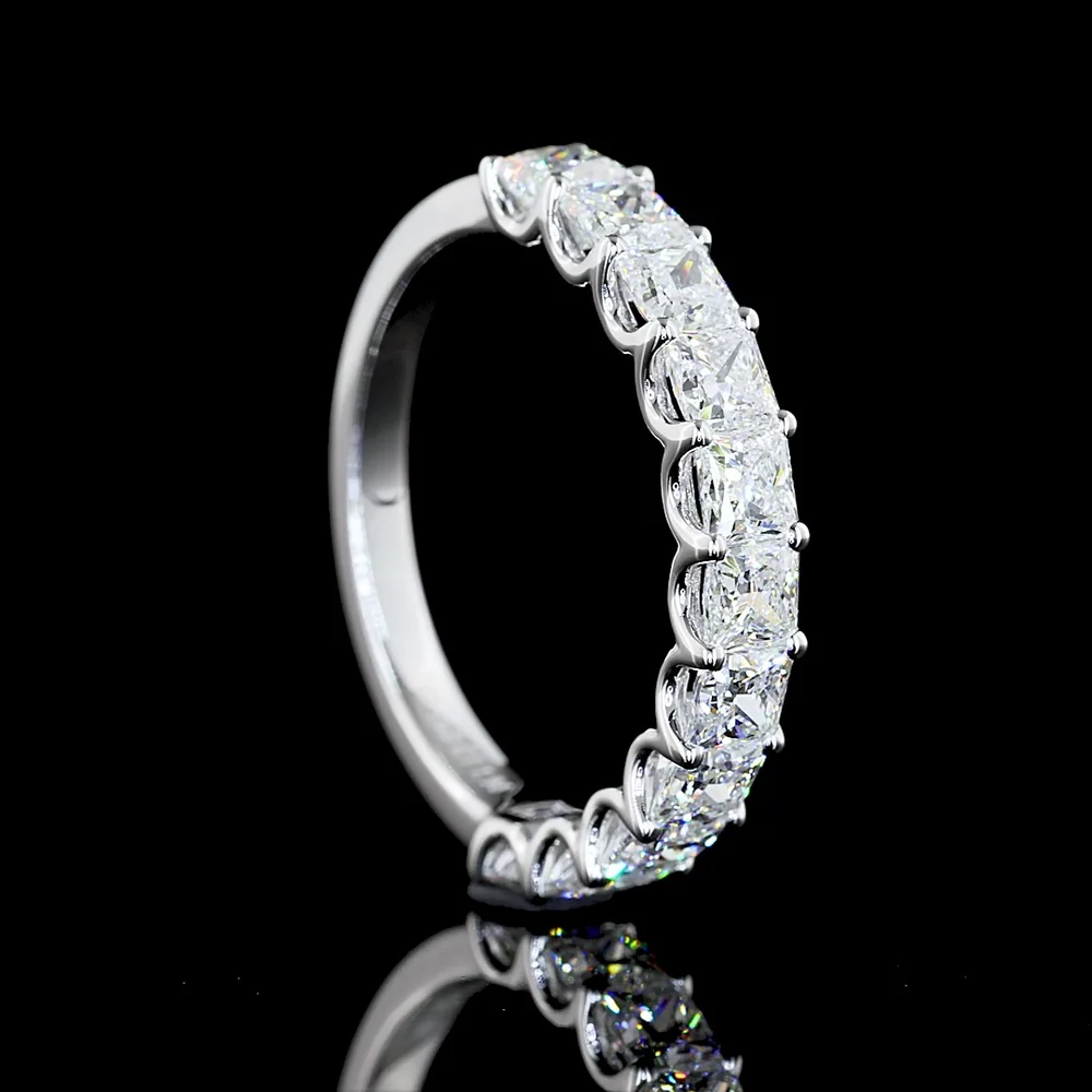 14K White Gold Half Eternity Band with 11 Prong Set Princess Cut Lab Diamonds - 1.98 Carat Total Diamond Weight - Covaloro Fine Jewelry - Image 3