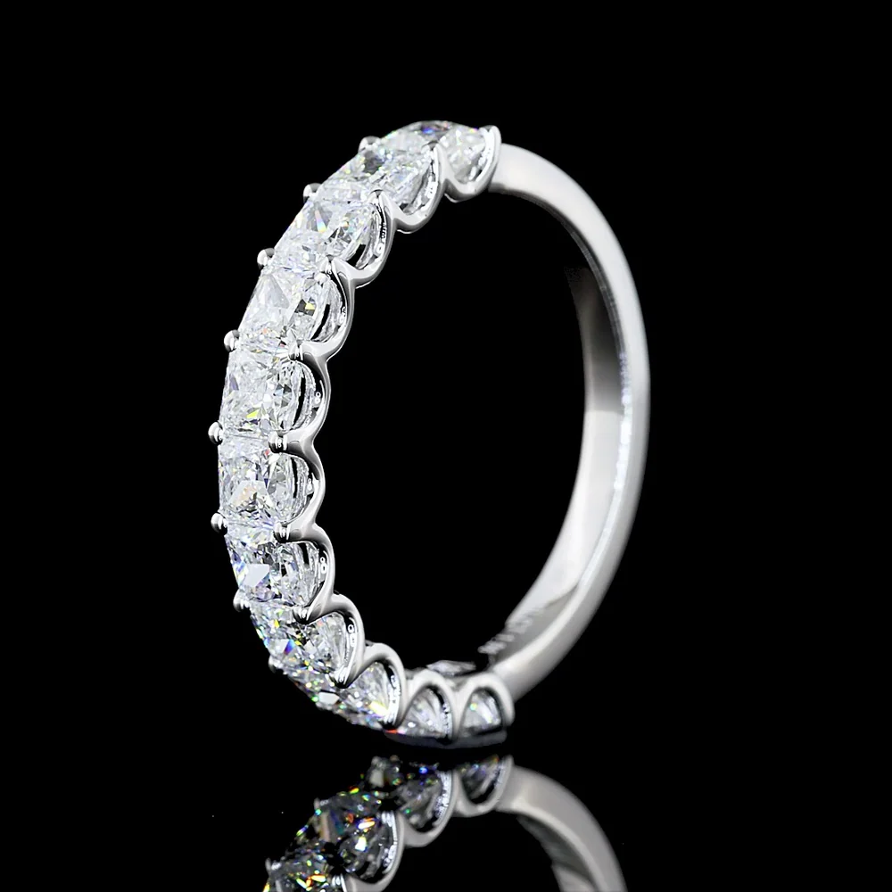 14K White Gold Half Eternity Band with 11 Prong Set Princess Cut Lab Diamonds - 1.98 Carat Total Diamond Weight - Covaloro Fine Jewelry - Image 4