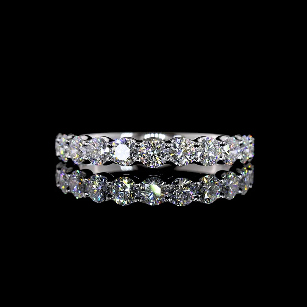 14K White Gold Half Eternity Band with 11 U-Prong Set Round Lab Diamonds - 1.00 Carat Total Weight, E-F Color VS1 Clarity - Covaloro Fine Jewelry