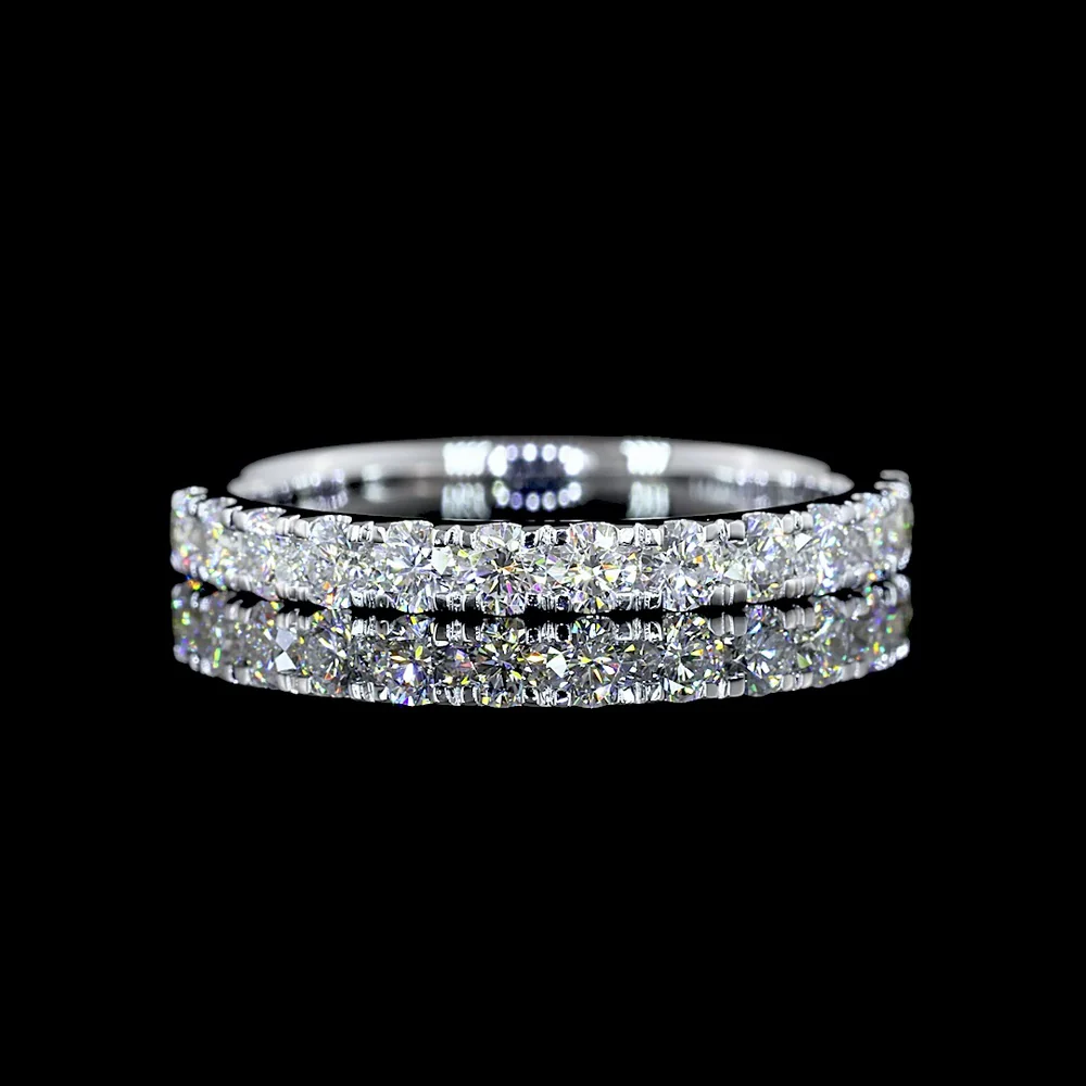 14K White Gold Half Eternity Band with 13 U-Prong Set Round Lab Diamonds - 0.67 Carat Total Weight, E-F Color, VS Clarity - Covaloro Fine Jewelry