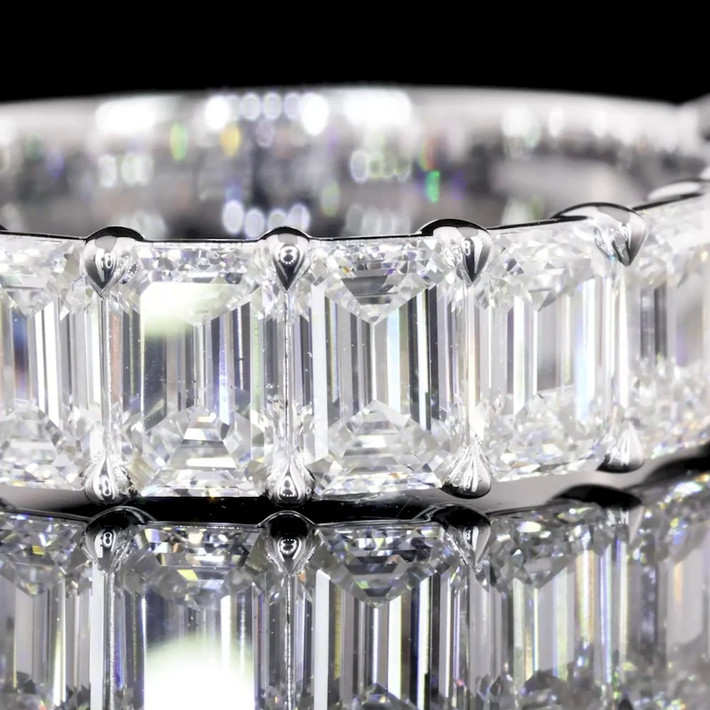 14K White Gold Half Eternity Band with 7 East-West Set Emerald Cut Lab Diamonds - 1.97 Carats Total Diamond Weight - Covaloro Fine Jewelry - Image 3