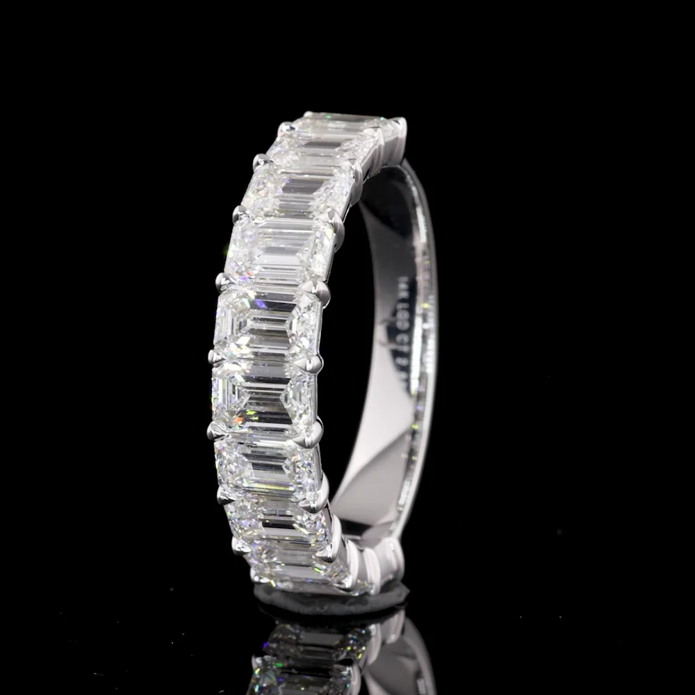 14K White Gold Half Eternity Band with 7 East-West Set Emerald Cut Lab Diamonds - 1.97 Carats Total Diamond Weight - Covaloro Fine Jewelry - Image 4
