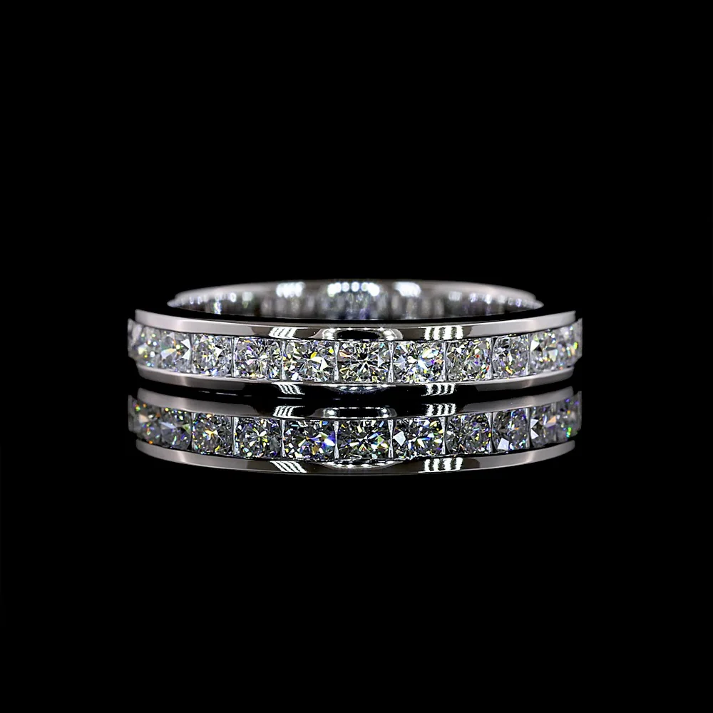 14K White Gold Half Eternity Band with Channel Set Round Lab Diamonds - 0.59 Carats Total Diamond Weight - Covaloro Fine Jewelry