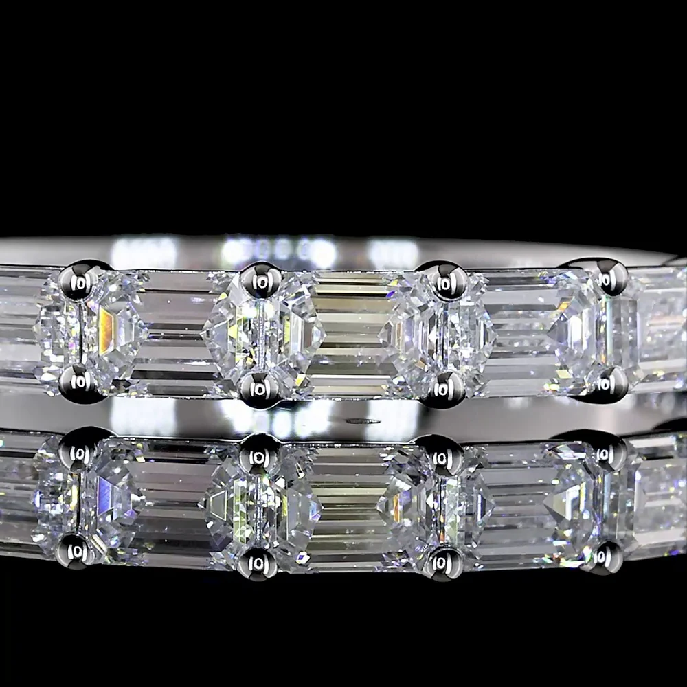 14K White Gold Half Eternity Band with East-West Emerald Cut Lab Diamonds - 1.00 Carat Total Weight, E-F Color VS1 Clarity - Covaloro Fine Jewelry - Image 2