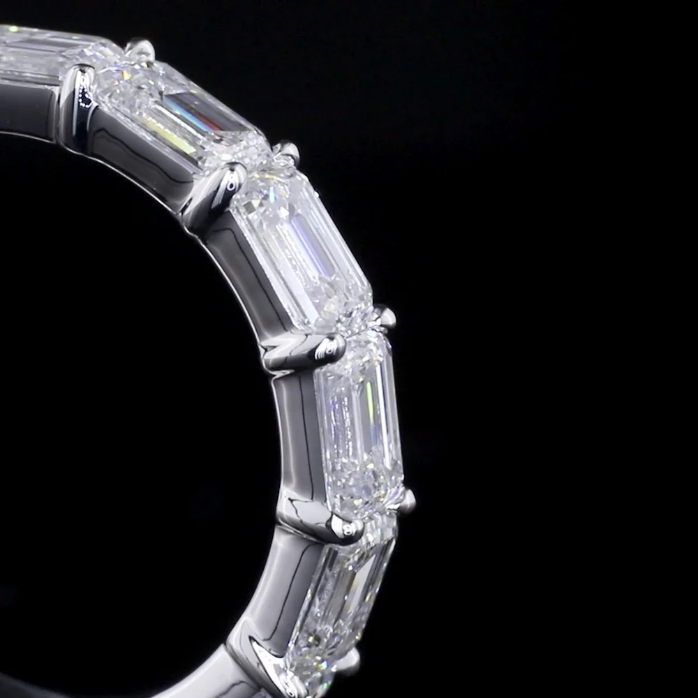 14K White Gold Half Eternity Band with East-West Emerald Cut Lab Diamonds - 2.58 Carat Total Weight - Covaloro Fine Jewelry - Image 2