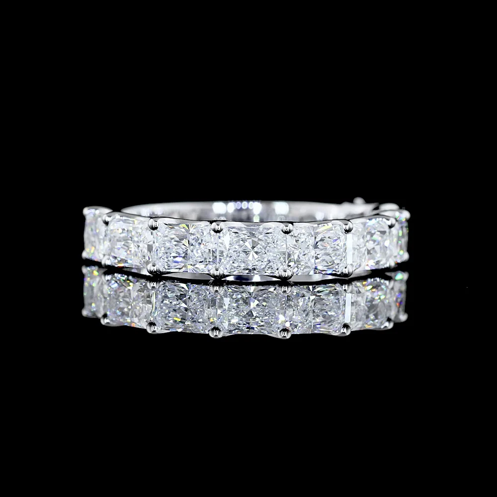 14K White Gold Half Eternity Band with East-West Prong Set Radiant Cut Lab Diamonds - 1.99 Total Carat Weight, E-F Color, VS Clarity - Covaloro Fine Jewelry