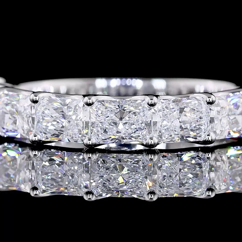 14K White Gold Half Eternity Band with East-West Prong Set Radiant Cut Lab Diamonds - 1.99 Total Carat Weight, E-F Color, VS Clarity - Covaloro Fine Jewelry - Image 2