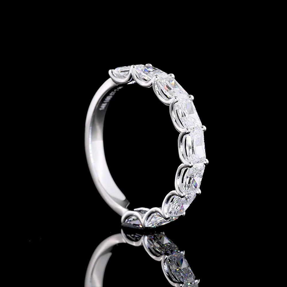 14K White Gold Half Eternity Band with East-West Prong Set Radiant Cut Lab Diamonds - 1.99 Total Carat Weight, E-F Color, VS Clarity - Covaloro Fine Jewelry - Image 3