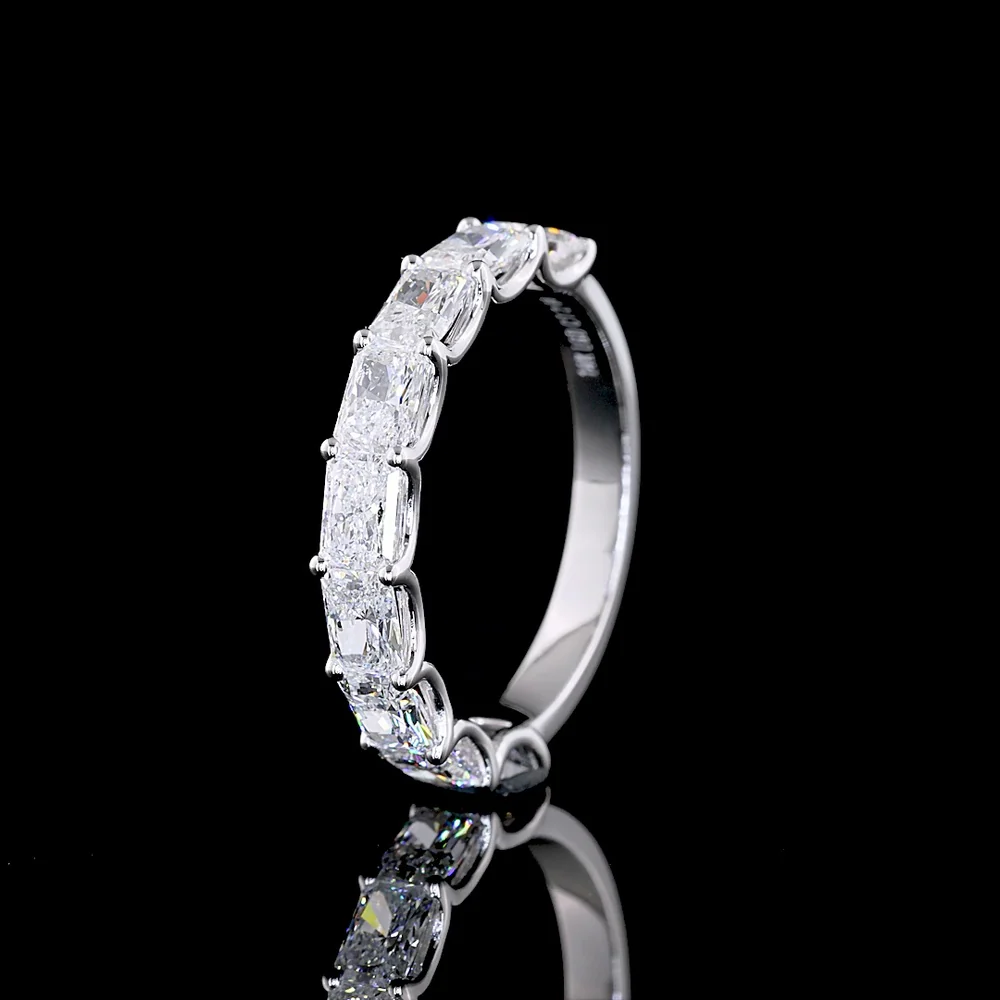 14K White Gold Half Eternity Band with East-West Prong Set Radiant Cut Lab Diamonds - 1.99 Total Carat Weight, E-F Color, VS Clarity - Covaloro Fine Jewelry - Image 4